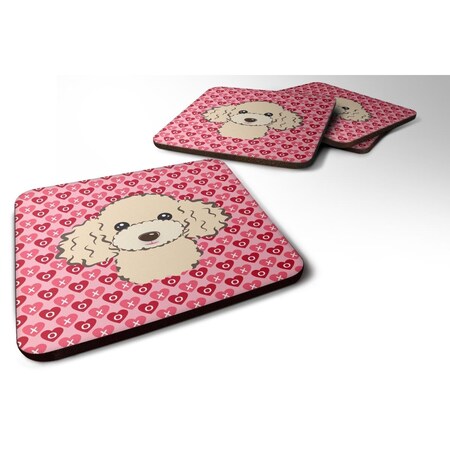 Buff Poodle Hearts Foam Coasters - Set Of 4